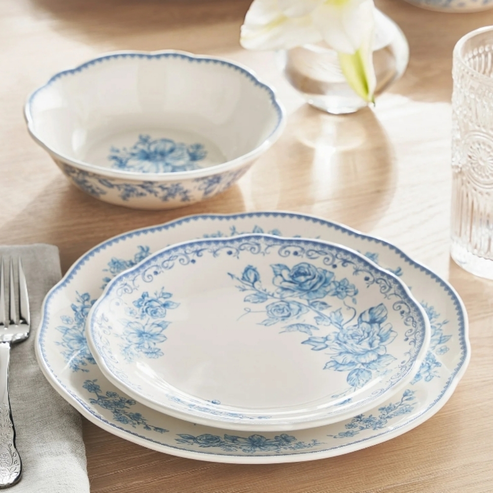 💕 New 2025 Pioneer Woman Agatha Blue Floral Dinnerware 3 Piece Set